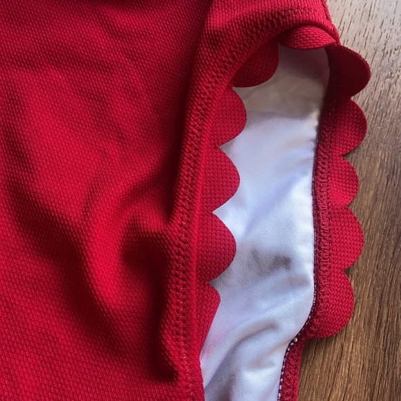 Cupshe Pink & Red Scalloped Deep V One Piece Swimsuit Small - Picture 5 of 6